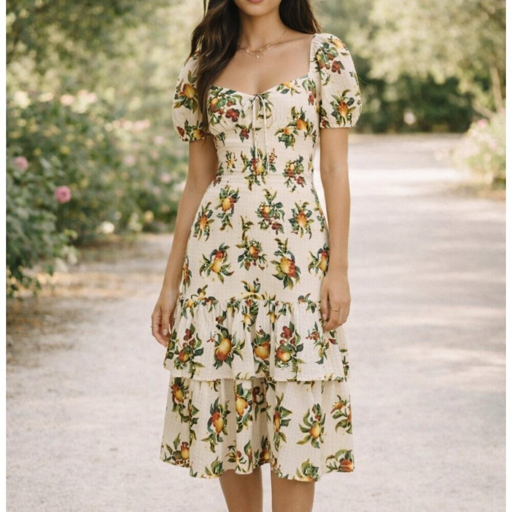 Significant Other Lily Smocked Tiered Dress in Orchard Print